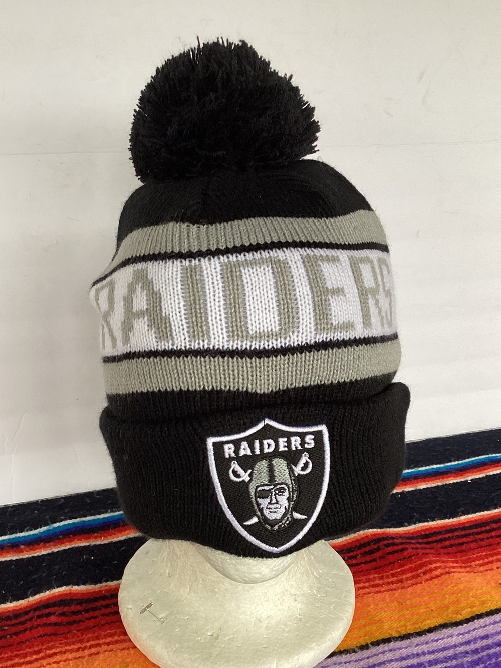 Ultra game x NFL Las Vegas Raiders Beanie Hat with Pom